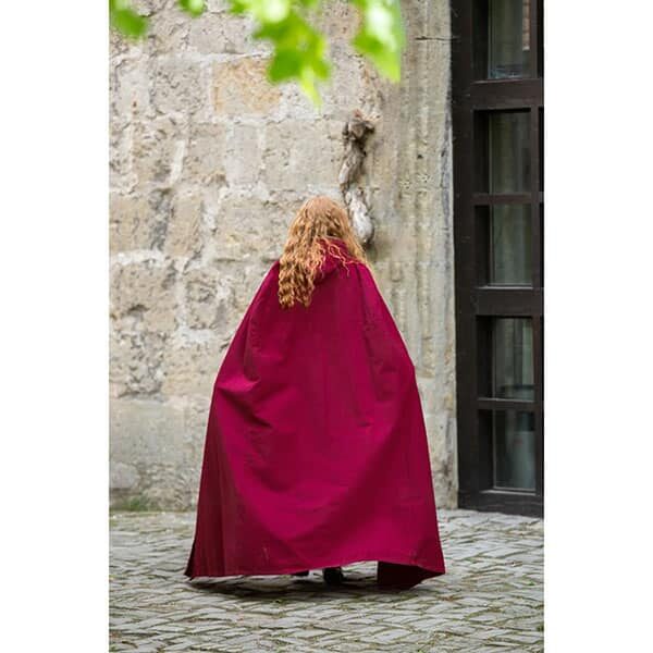 Embroidered Cotton Cloak Red - Viking Cloaks - Viking Coats - Viking Wraps - Wyrdraven Cloaks - www.wyrdraven.co.uk