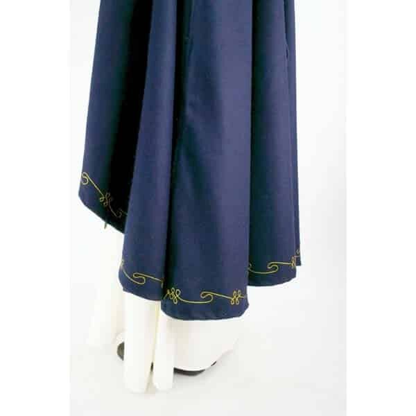 Embroidered Wool Cape Blue - Viking Cloaks - Viking Coats - Viking Wraps - Wyrdraven Cloaks - www.wyrdraven.co.uk