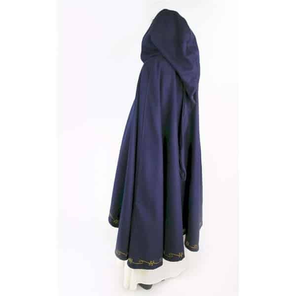 Embroidered Wool Cape Blue - Viking Cloaks - Viking Coats - Viking Wraps - Wyrdraven Cloaks - www.wyrdraven.co.uk