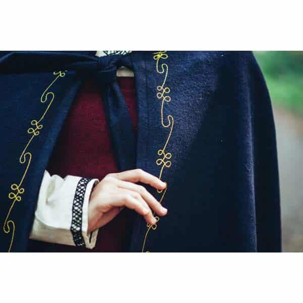 Embroidered Wool Cape Blue - Viking Cloaks - Viking Coats - Viking Wraps - Wyrdraven Cloaks - www.wyrdraven.co.uk