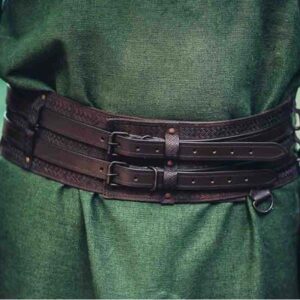 Wide Knotwork Belt Dark Brown - Viking Belts - Belts - - Wyrdraven Belts - www.wyrdraven.co.uk