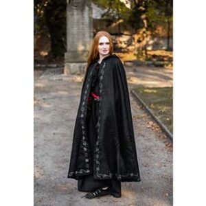 Embroidered Wool Cloak: Black - Cloaks And Coats - www.wyrdraven.co.uk