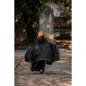 Embroidered Wool Cloak: Black - Cloaks And Coats - www.wyrdraven.co.uk