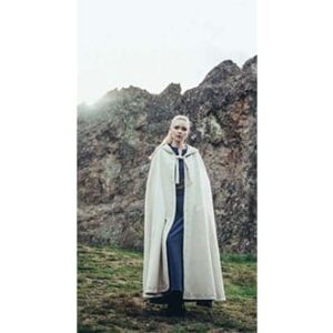 Embroidered Wool Cloak: Cream - Cloaks And Coats - www.wyrdraven.co.uk