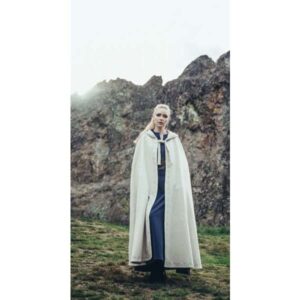 Embroidered Wool Cloak: Cream - Cloaks And Coats - www.wyrdraven.co.uk