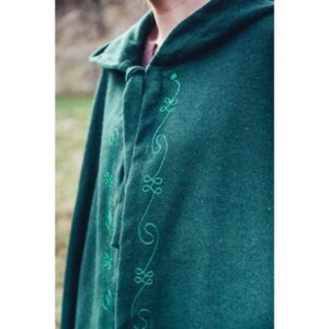 Embroidered Wool Cloak: Green - Cloaks And Coats - www.wyrdraven.co.uk