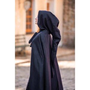 Embroidered Wool Cloak: Navy - Cloaks And Coats - www.wyrdraven.co.uk