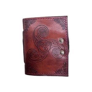 Mini Triple Spiral Leather Journal - Leather Journals - Wyrdraven Journals - www.wyrdravven.co.uk