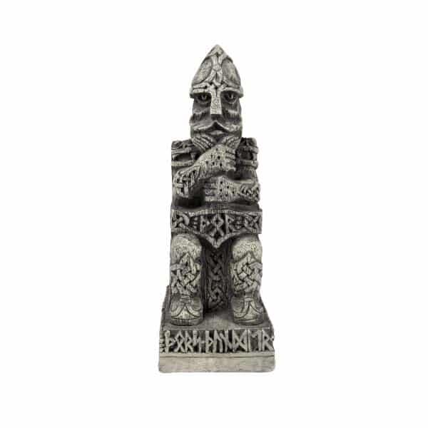 Seated Thor And Mjolnir Figurine: Stone Effect - Dryad Design - Wyrdraven Figurines - www.wyrdraven.co.uk