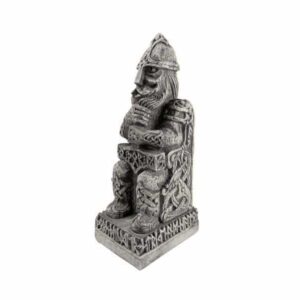 Seated Thor And Mjolnir Figurine: Stone Effect - Dryad Design - Wyrdraven Figurines - www.wyrdraven.co.uk