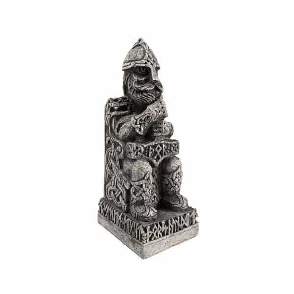 Seated Thor And Mjolnir Figurine: Stone Effect - Dryad Design - Wyrdraven Figurines - www.wyrdraven.co.uk