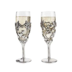 Pewter Lovebird Champage Glasses - Wyrdraven Items From Pewter - www.wyrdraven.co.uk