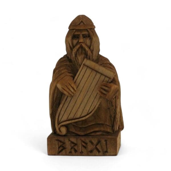 Hand Carved Wooden Figurine Bragi - Wyrdraven Viking Figurines - www.wyrdraven.co.uk