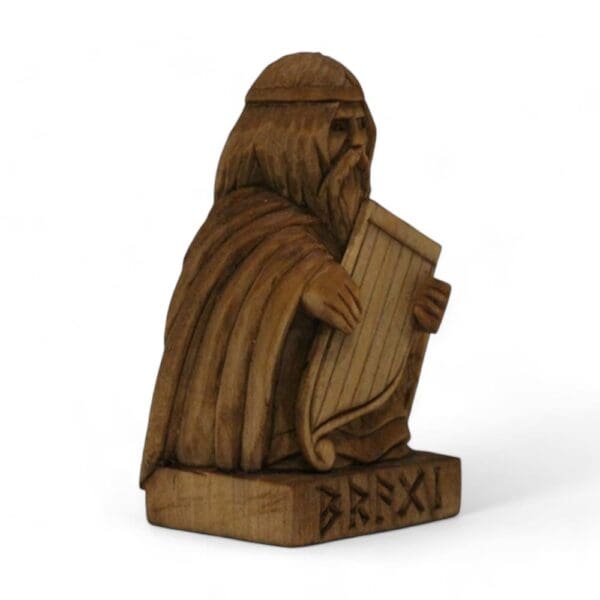 Hand Carved Wooden Figurine Bragi - Wyrdraven Viking Figurines - www.wyrdraven.co.uk