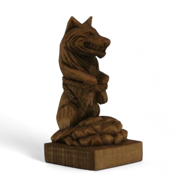 Hand Carved Wooden Figurine Fenrir - Wyrdraven Viking Figurines - www.wyrdraven.co.uk