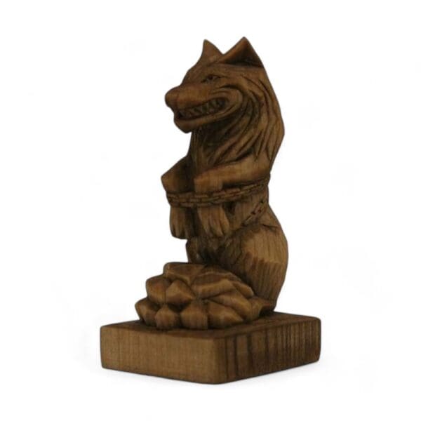 Hand Carved Wooden Figurine Fenrir - Wyrdraven Viking Figurines - www.wyrdraven.co.uk