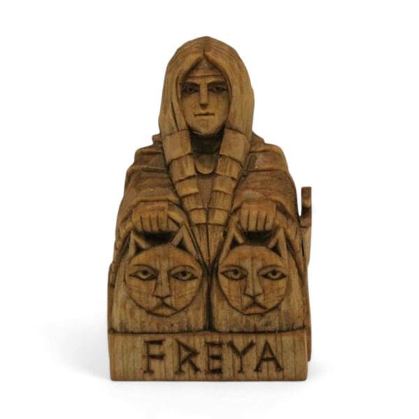 Hand Carved Wooden Figurine Freya - Wyrdraven Viking Figurines - www.wyrdraven.co.uk