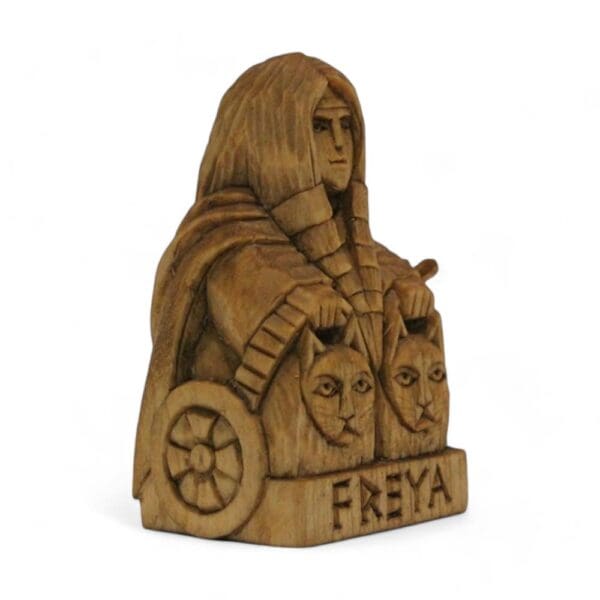 Hand Carved Wooden Figurine Freya - Wyrdraven Viking Figurines - www.wyrdraven.co.uk