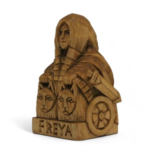 Hand Carved Wooden Figurine Freya - Wyrdraven Viking Figurines - www.wyrdraven.co.uk