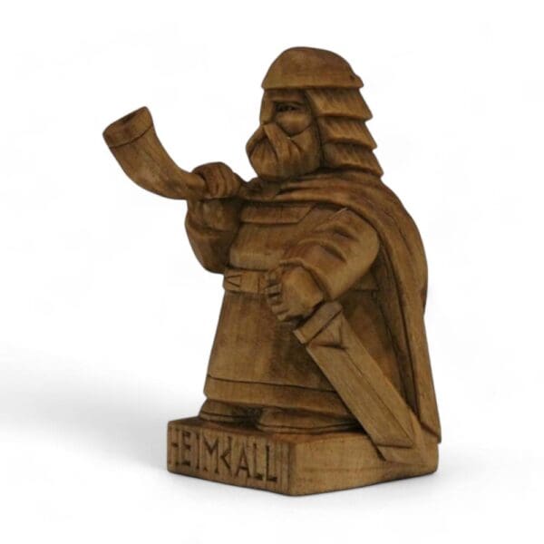 Hand Carved Wooden Figurine Heimdall - Wyrdraven Viking Figurines - www.wyrdraven.co.uk