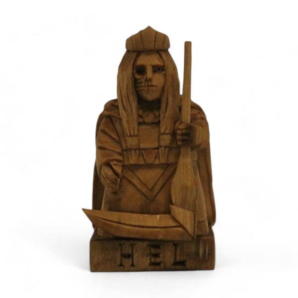 Hand Carved Wooden Figurine Hel - Wyrdraven Viking Figurines - www.wyrdraven.co.uk