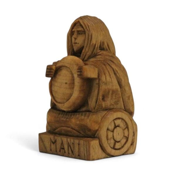 Hand Carved Wooden Figurine Mani - Wyrdraven Viking Figurines - www.wyrdraven.co.uk