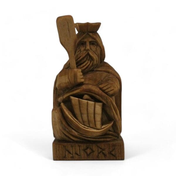 Hand Carved Wooden Figurine Njord - Wyrdraven Viking Figurines - www.wyrdraven.co.uk