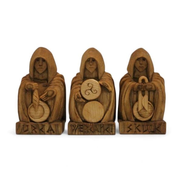 Hand Carved Wooden Figurine Norns - Wyrdraven Viking Figurines - www.wyrdraven.co.uk