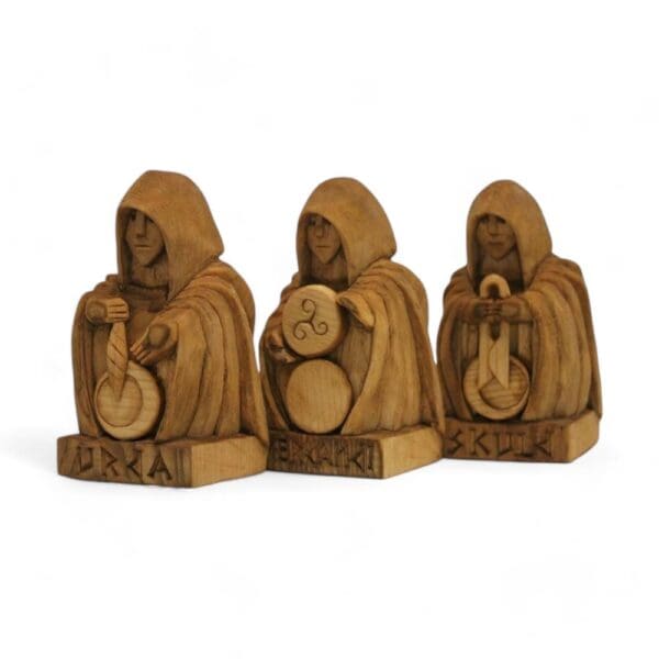 Hand Carved Wooden Figurine Norns - Wyrdraven Viking Figurines - www.wyrdraven.co.uk