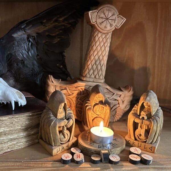 Hand Carved Wooden Figurine Norns - Wyrdraven Viking Figurines - www.wyrdraven.co.uk