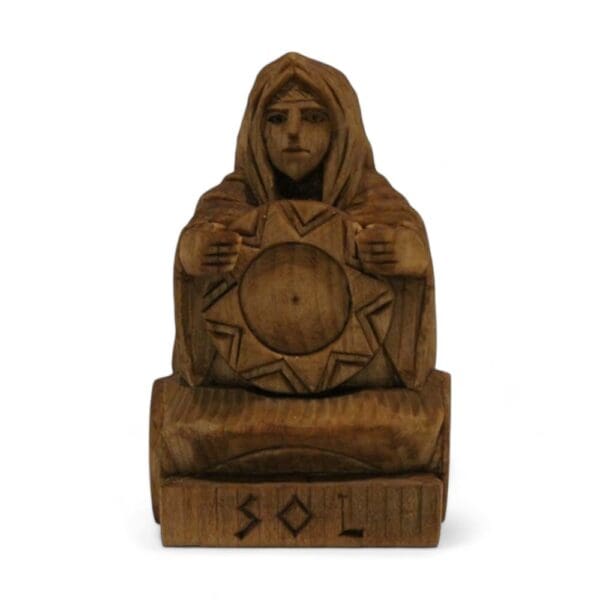 Hand Carved Wooden Figurine Sol - Wyrdraven Viking Figurines - www.wyrdraven.co.uk