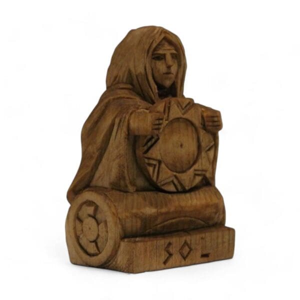 Hand Carved Wooden Figurine Sol - Wyrdraven Viking Figurines - www.wyrdraven.co.uk