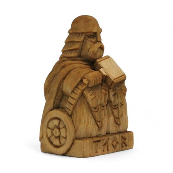 Hand Carved Wooden Figurine Thor - Wyrdraven Viking Figurines - www.wyrdraven.co.uk