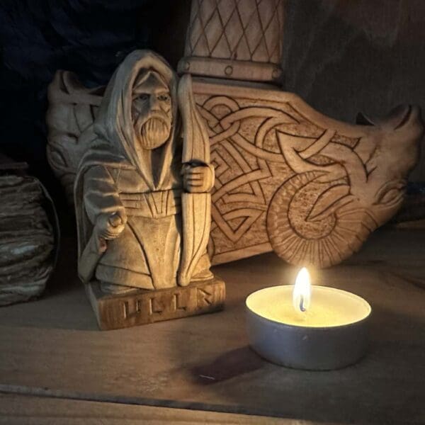 Hand Carved Wooden Figurine Ullr - Wyrdraven Viking Figurines - www.wyrdraven.co.uk