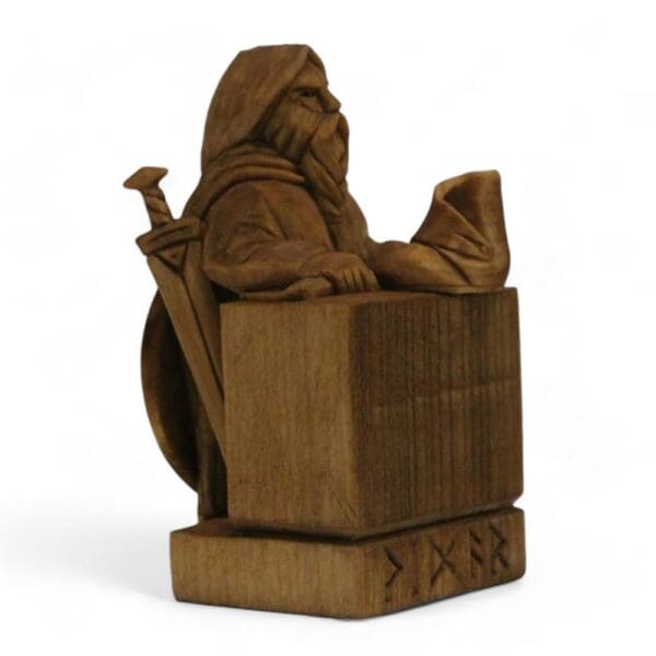 Hand Carved Wooden Figurine Vidar - Wyrdraven Viking Figurines - www.wyrdraven.co.uk