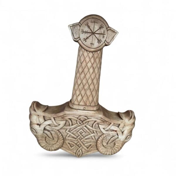 Hand Carved Wooden Figurine Mjolnir - Wyrdraven Viking Figurines - www.wyrdraven.co.uk