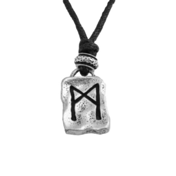 Pewter Mannaz Rune Pendant - Viking Rune Pendant- Wyrdraven Jewellery - wyrdraven.co.uk