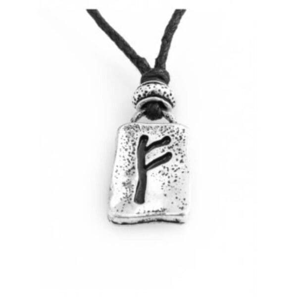 Pewter Fehu Rune Pendant - Viking Rune Pendant- Wyrdraven Jewellery - wyrdraven.co.uk