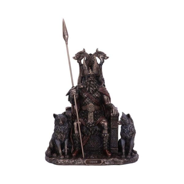 Bronze Effect Seated Odin Figurine - Wyrdraven Viking Figurines - www.wyrdraven.co.uk