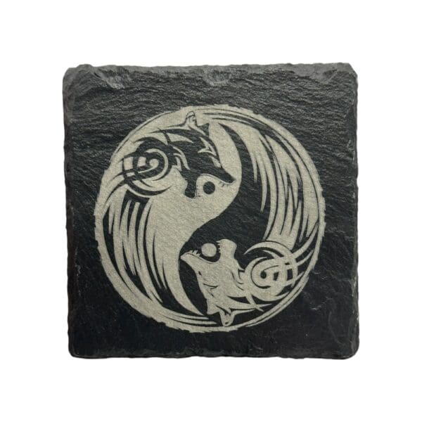 Hati And Skoll Slate Coaster - Household - Wyrdraven - www.wyrdraven.co.uk