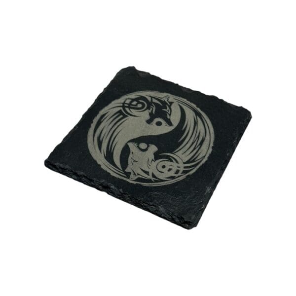 Hati And Skoll Slate Coaster - Household - Wyrdraven - www.wyrdraven.co.uk