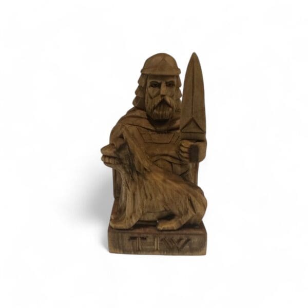 Hand Carved Wooden Figurine Tiw - Wyrdraven Viking Figurines - www.wyrdraven.co.uk