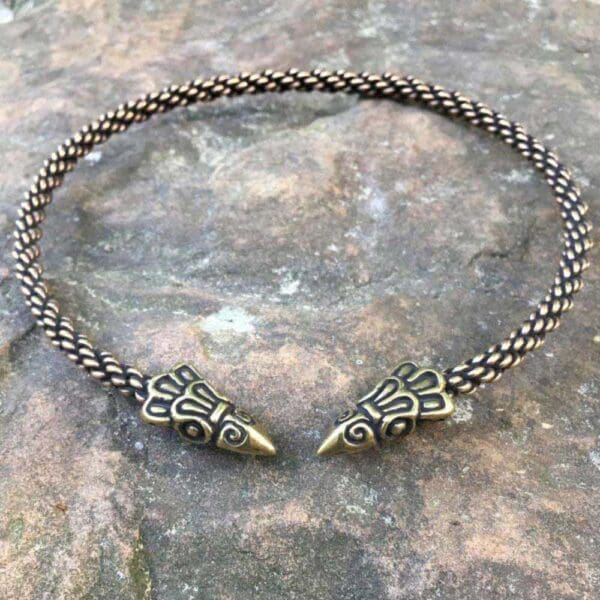 Crafty Celts Bronze Raven Head Torc Light Braid - Wyrdraven Jewellery -www.wyrdraven.co.uk