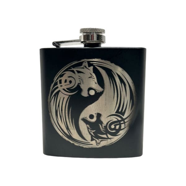 Stainless Steel Hati And Skol Hip Flask - Wyrdraven Hip Flasks - www.wyrdraven.co.uk