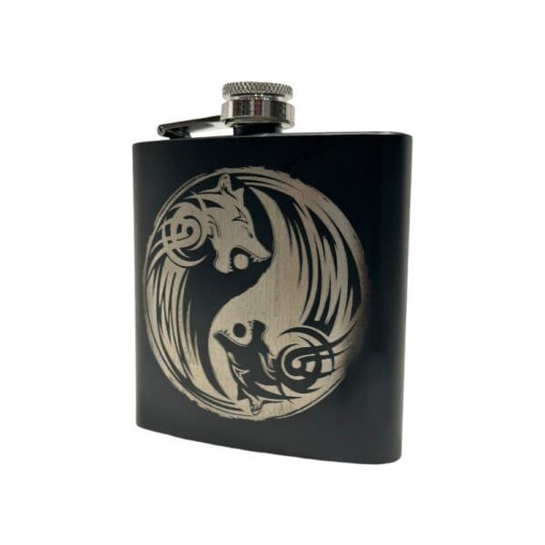 Stainless Steel Hati And Skol Hip Flask - Wyrdraven Hip Flasks - www.wyrdraven.co.uk